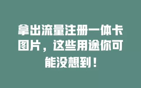 拿出流量注册一体卡图片，这些用途你可能没想到！
