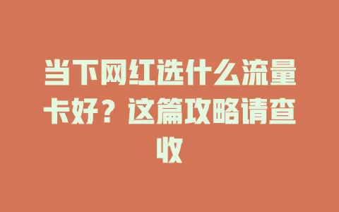 当下网红选什么流量卡好？这篇攻略请查收