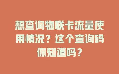 想查询物联卡流量使用情况？这个查询码你知道吗？