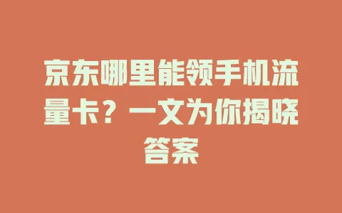 京东哪里能领手机流量卡？一文为你揭晓答案