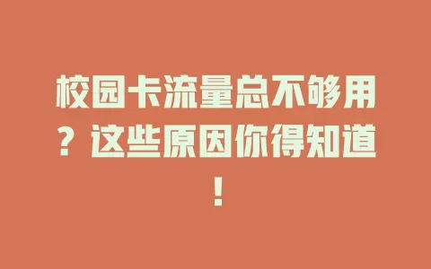 校园卡流量总不够用？这些原因你得知道！