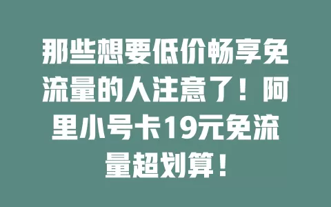 那些想要低价畅享免流量的人注意了！阿里小号卡19元免流量超划算！
