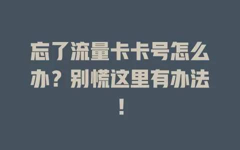 忘了流量卡卡号怎么办？别慌这里有办法！