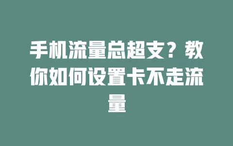 手机流量总超支？教你如何设置卡不走流量