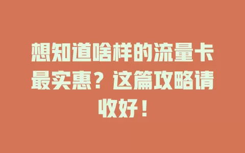 想知道啥样的流量卡最实惠？这篇攻略请收好！