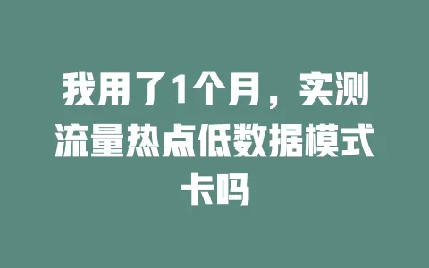 我用了1个月，实测流量热点低数据模式卡吗