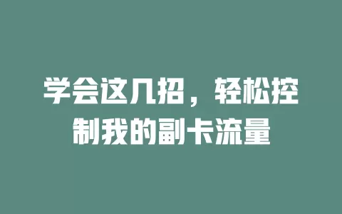 学会这几招，轻松控制我的副卡流量