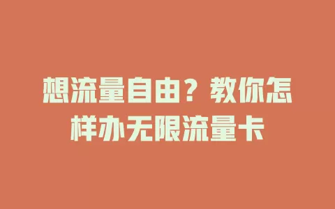 想流量自由？教你怎样办无限流量卡