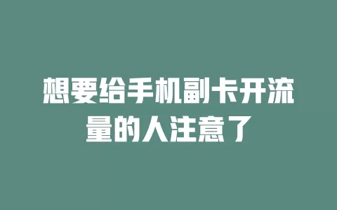 想要给手机副卡开流量的人注意了