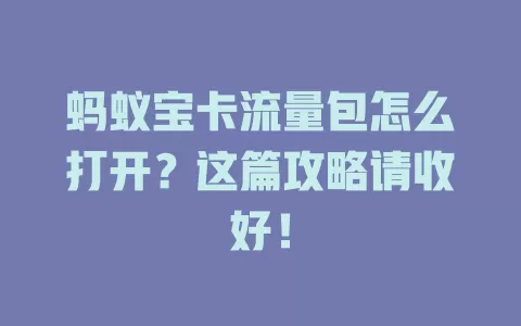 蚂蚁宝卡流量包怎么打开？这篇攻略请收好！
