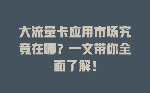 大流量卡应用市场究竟在哪？一文带你全面了解！