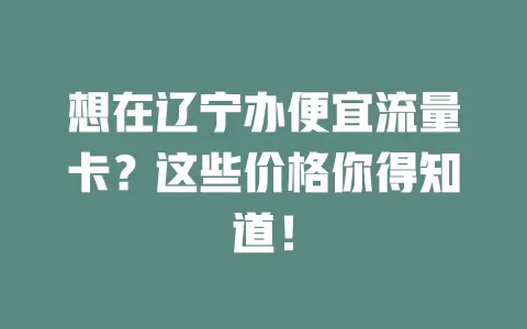 想在辽宁办便宜流量卡？这些价格你得知道！