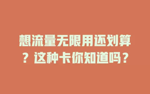 想流量无限用还划算？这种卡你知道吗？