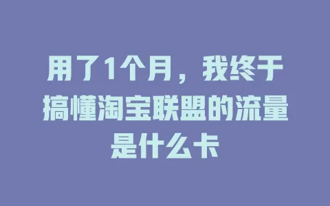 用了1个月，我终于搞懂淘宝联盟的流量是什么卡