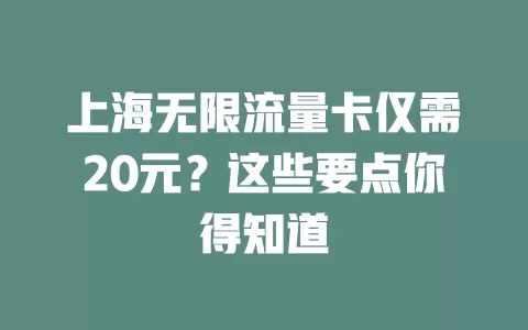上海无限流量卡仅需20元？这些要点你得知道