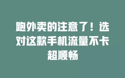 跑外卖的注意了！选对这款手机流量不卡超顺畅