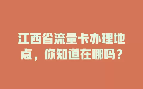 江西省流量卡办理地点，你知道在哪吗？