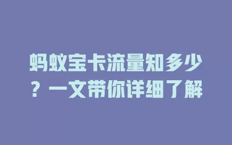 蚂蚁宝卡流量知多少？一文带你详细了解