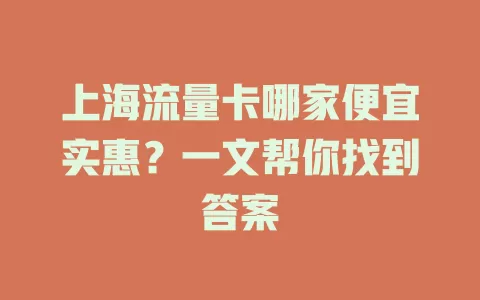 上海流量卡哪家便宜实惠？一文帮你找到答案