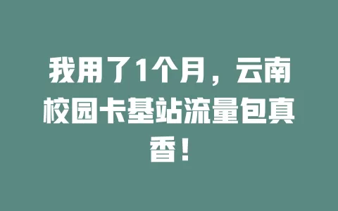 我用了1个月，云南校园卡基站流量包真香！