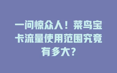 一问惊众人！菜鸟宝卡流量使用范围究竟有多大？