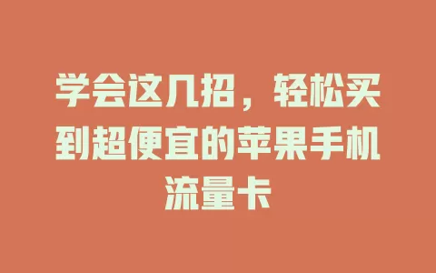 学会这几招，轻松买到超便宜的苹果手机流量卡