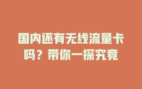 国内还有无线流量卡吗？带你一探究竟