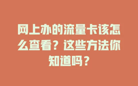 网上办的流量卡该怎么查看？这些方法你知道吗？