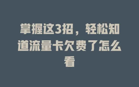 掌握这3招，轻松知道流量卡欠费了怎么看