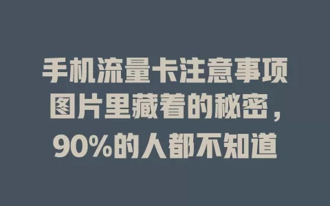 手机流量卡注意事项图片里藏着的秘密，90%的人都不知道