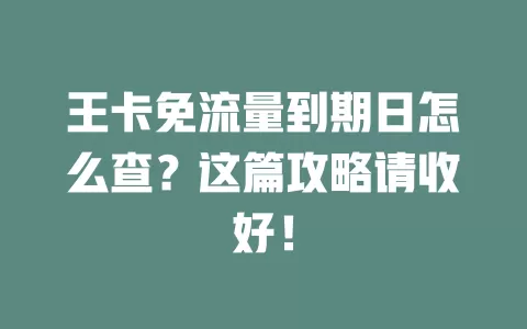 王卡免流量到期日怎么查？这篇攻略请收好！