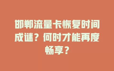 邯郸流量卡恢复时间成谜？何时才能再度畅享？