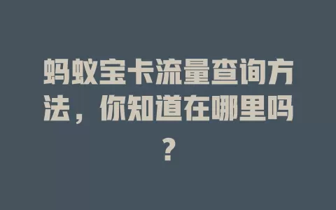 蚂蚁宝卡流量查询方法，你知道在哪里吗？