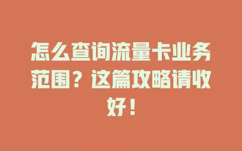 怎么查询流量卡业务范围？这篇攻略请收好！