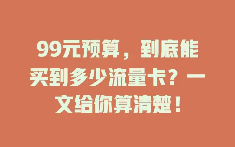 99元预算，到底能买到多少流量卡？一文给你算清楚！