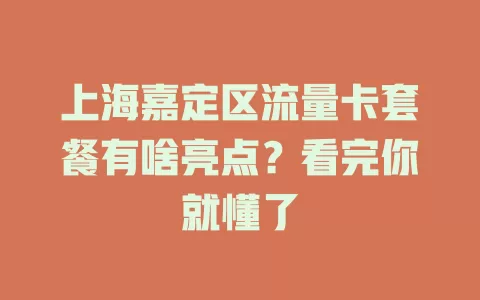 上海嘉定区流量卡套餐有啥亮点？看完你就懂了