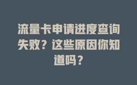 流量卡申请进度查询失败？这些原因你知道吗？