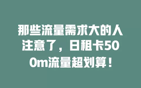 那些流量需求大的人注意了，日租卡500m流量超划算！