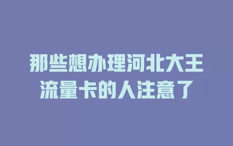 那些想办理河北大王流量卡的人注意了