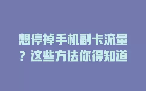 想停掉手机副卡流量？这些方法你得知道