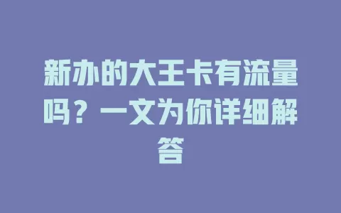 新办的大王卡有流量吗？一文为你详细解答