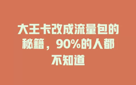 大王卡改成流量包的秘籍，90%的人都不知道