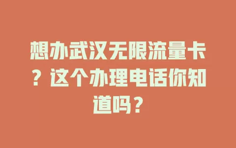 想办武汉无限流量卡？这个办理电话你知道吗？