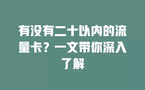 有没有二十以内的流量卡？一文带你深入了解