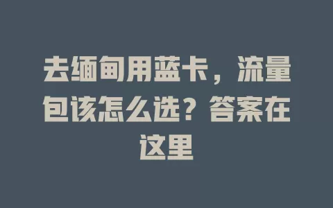 去缅甸用蓝卡，流量包该怎么选？答案在这里