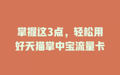掌握这3点，轻松用好天猫掌中宝流量卡