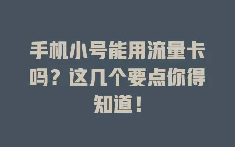 手机小号能用流量卡吗？这几个要点你得知道！