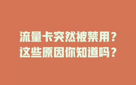 流量卡突然被禁用？这些原因你知道吗？