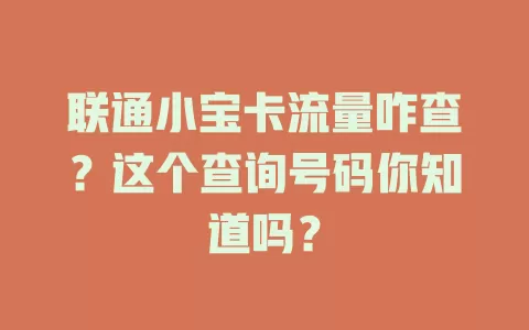 联通小宝卡流量咋查？这个查询号码你知道吗？
