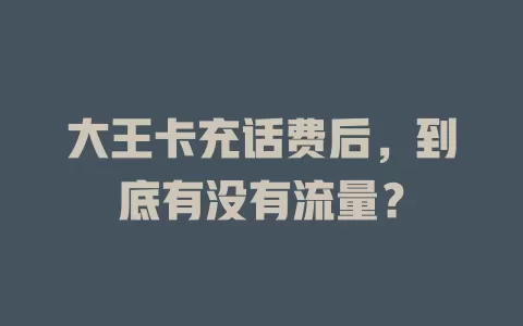 大王卡充话费后，到底有没有流量？